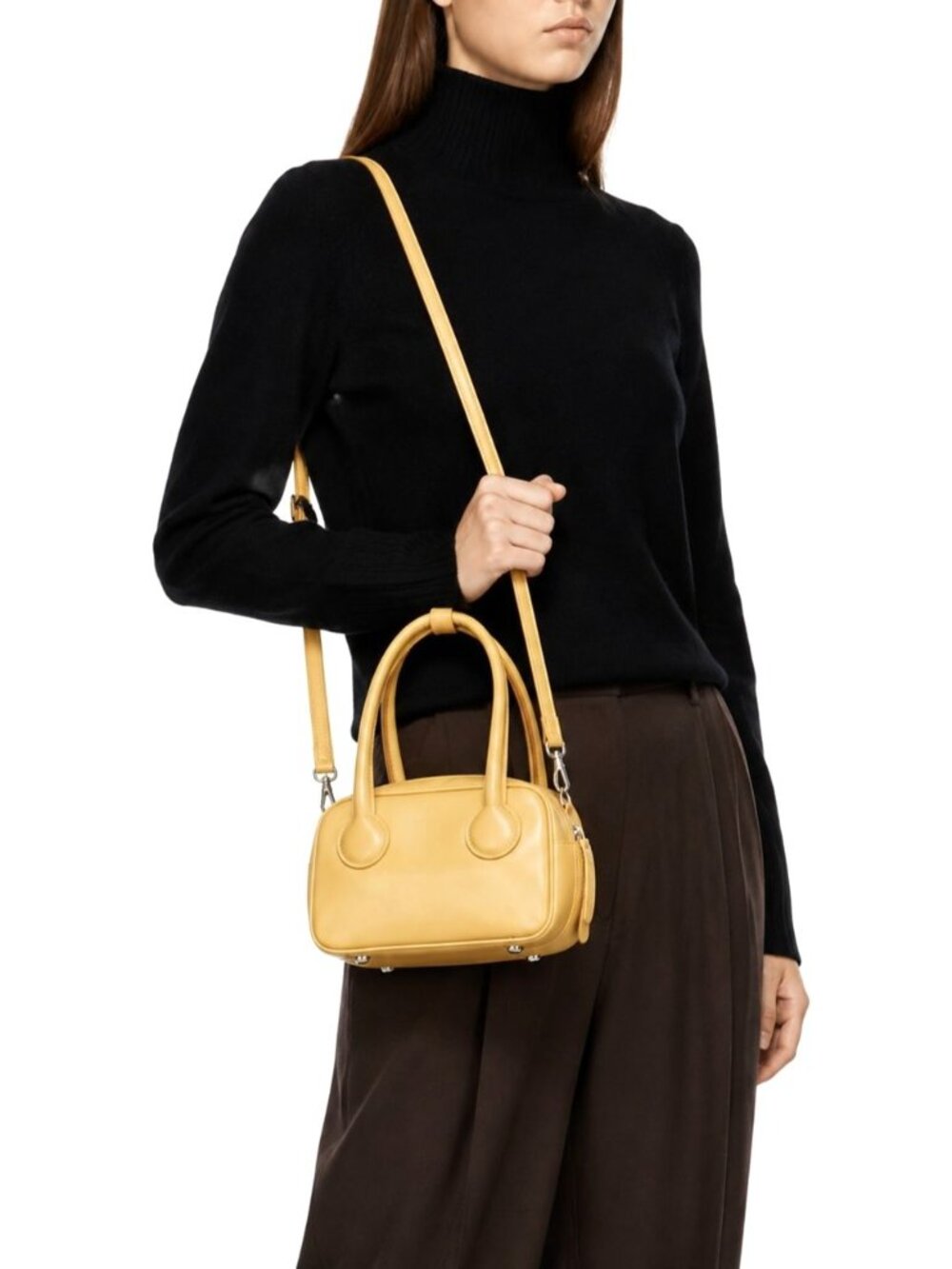 MARGESHERWOOD Tori Bag Buffed Leather Crossbody Top Handle Purse Korea